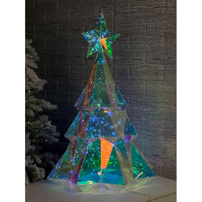Новогоднее украшение Ёлка большая голографическая с LED-подсветкой
