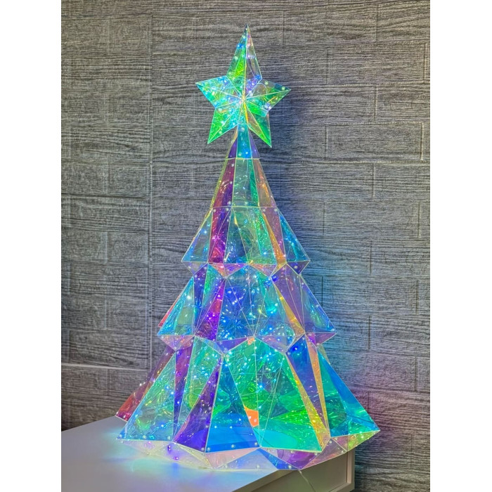 Новогоднее украшение Ёлка большая голографическая с LED-подсветкой