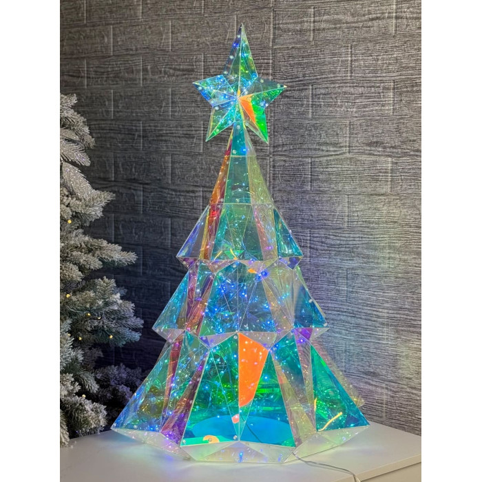 Новогоднее украшение Ёлка большая голографическая с LED-подсветкой