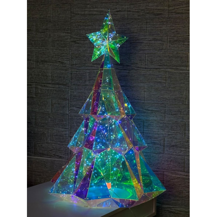 Новогоднее украшение Ёлка большая голографическая с LED-подсветкой