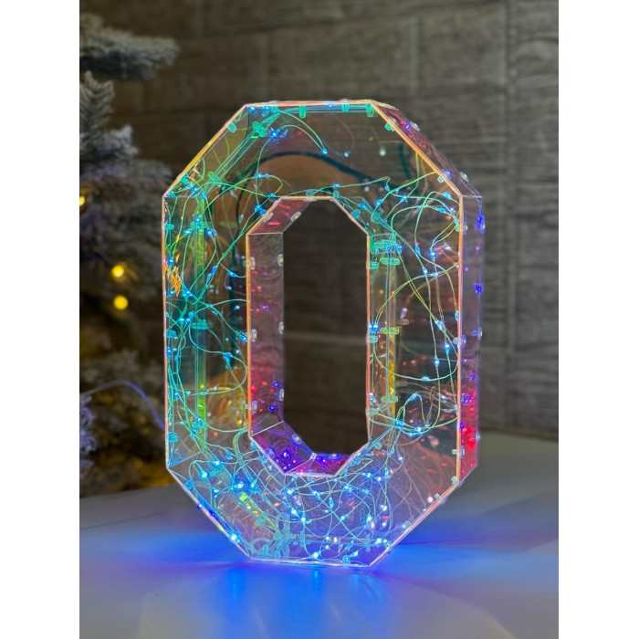 LED Decoration Number Zero Holographic with LED Lighting