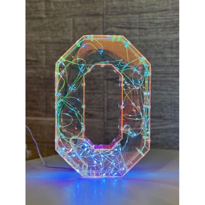 LED Decoration Number Zero Holographic with LED Lighting