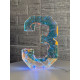 LED Decoration Number Three Holographic with LED Lighting
