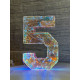 LED Decoration Number Five Holographic with LED Lighting