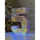 LED Decoration Number Five Holographic with LED Lighting