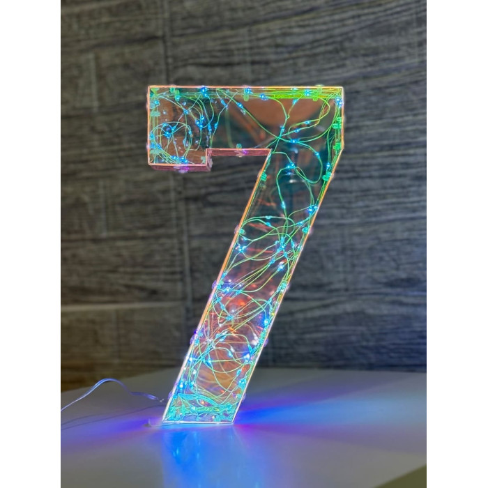 Светодиодное украшение Цифра семь голографическая с LED-подсветкой