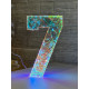 Светодиодное украшение Цифра семь голографическая с LED-подсветкой