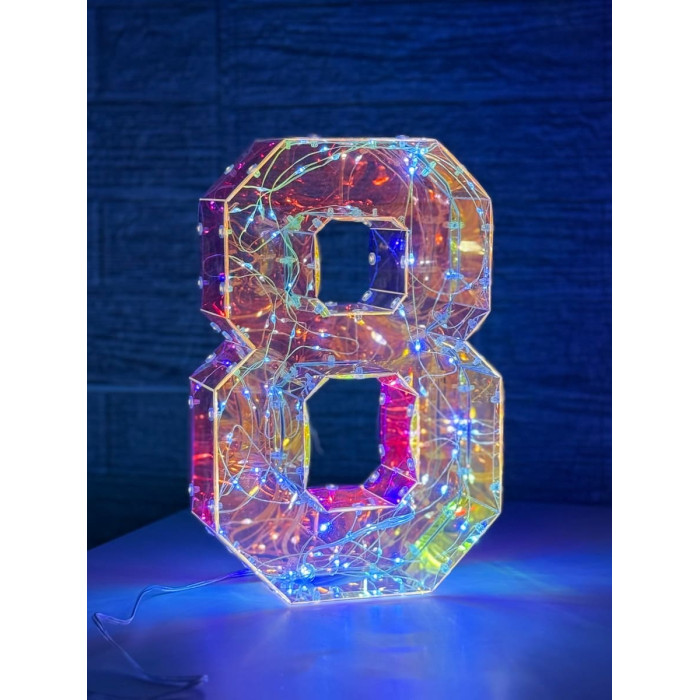 Світлодіодна прикраса Цифра вісім голографічна з LED підсвічуванням
