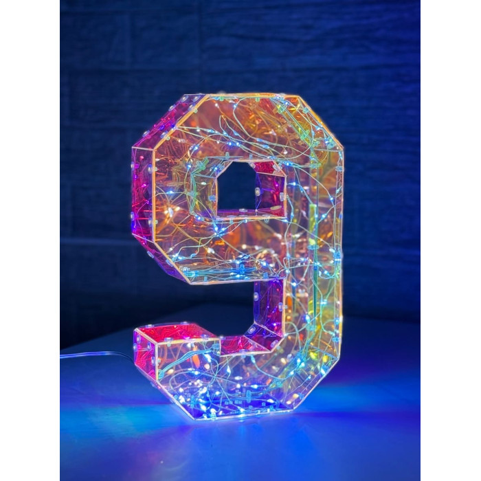 Світлодіодна прикраса Цифра дев’ять голографічна з LED підсвічуванням
