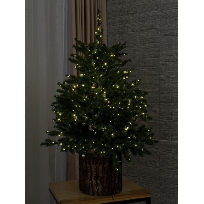 Новогодняя ёлка на пеньке с гирляндой 1 метр