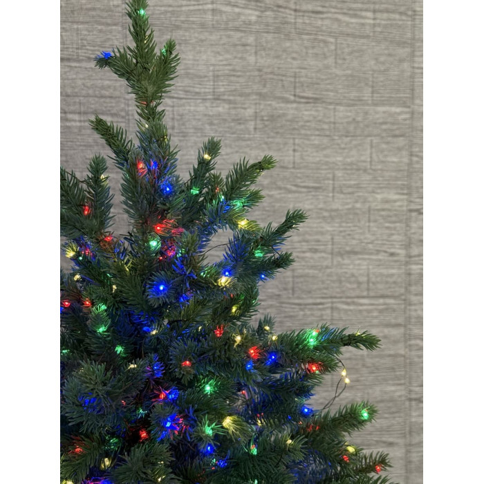 Новорічна ялинка на пеньку з кольоровою гірляндою 1 метр