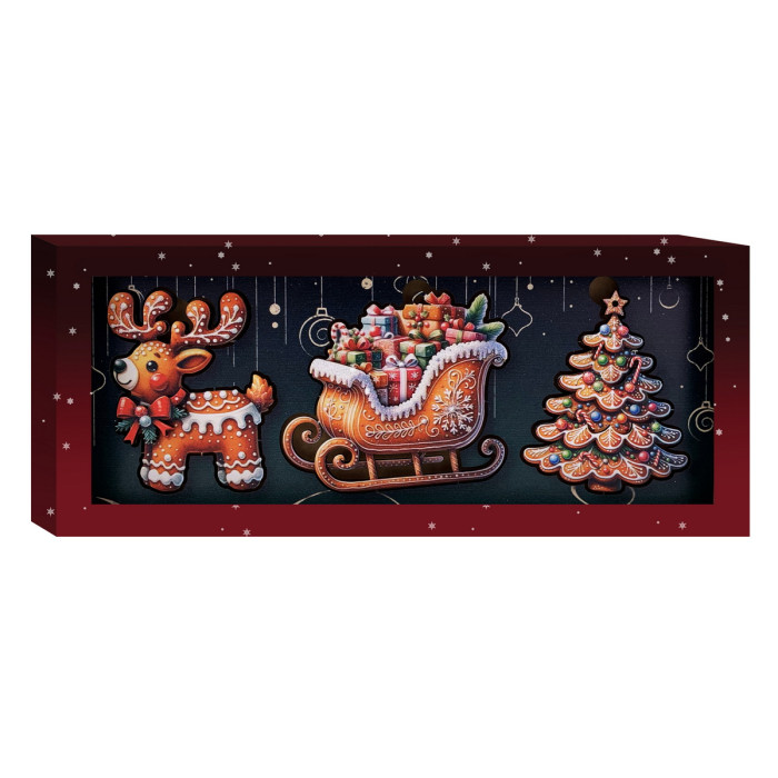 Набір дерев’яних новорічних прикрас Імбирне Різдво