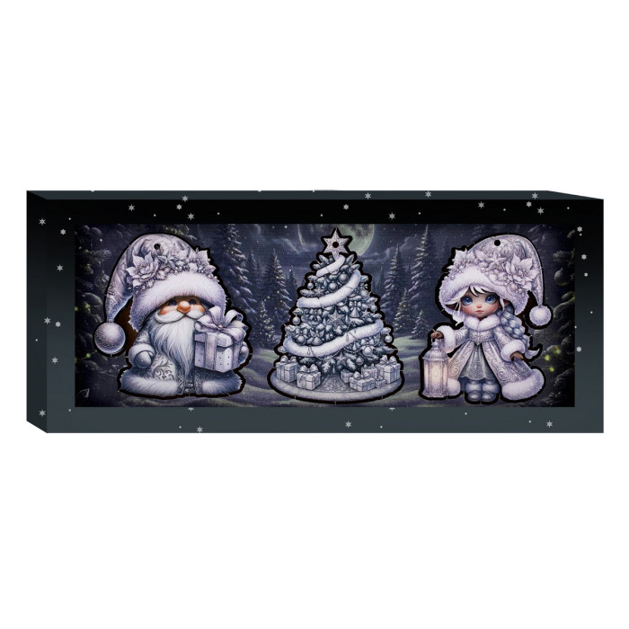 Набір дерев’яних новорічних прикрас Срібна зимова казка