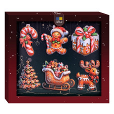 Набір двохсторонніх дерев’яних новорічних прикрас (арт. 3567)