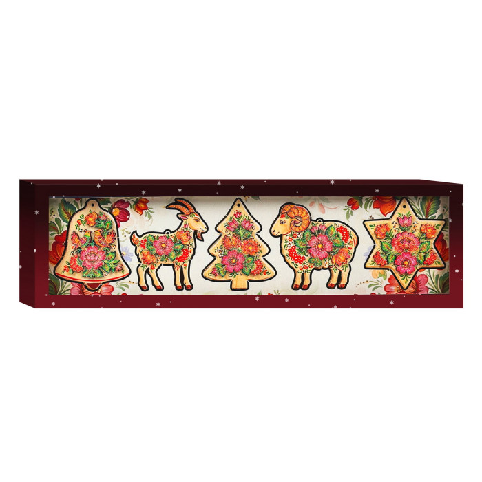 Набір дерев’яних новорічних прикрас Етно Орнамент