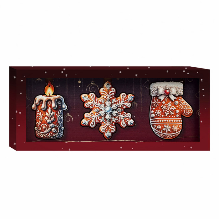 Набір дерев’яних новорічних прикрас Різдвяна класика