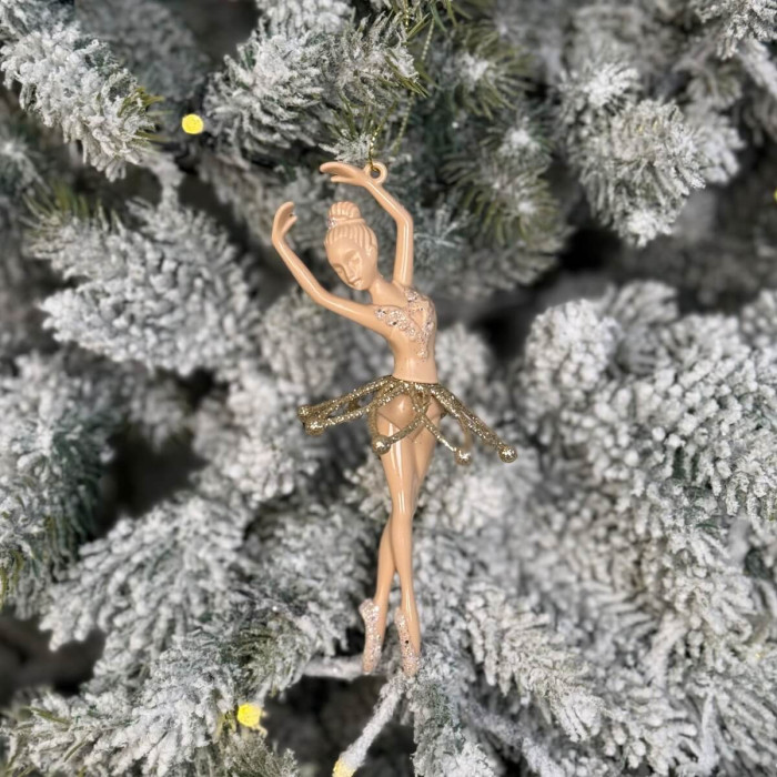 Прикраса новорічна Балерина - Тілесно-Золота