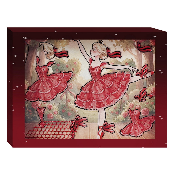 Набір дерев’яних новорічних прикрас «Червона балерина»