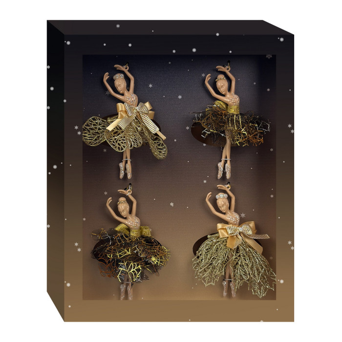 Handmade Christmas Ornament Set “Golden Ballerina”