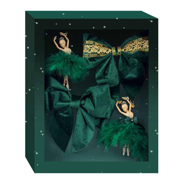 Handmade Christmas Ornament Set “Emerald Ballerina”