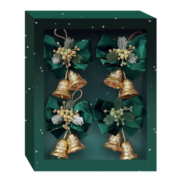 Handmade Christmas Ornament Set “Emerald Bells”