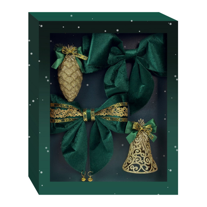 Handmade Christmas Ornament Set “Emerald Bell”