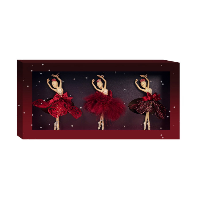 Handmade Christmas Ornament Set “Red Ballerinas”