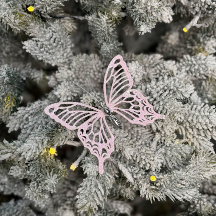 Новогоднее украшение Бабочка мини - розовая