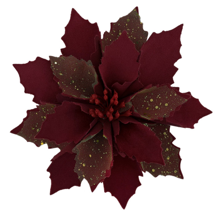 Квітка новорічна з тканини Червона