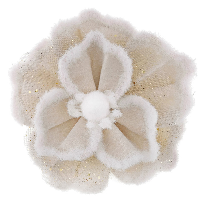 Квітка новорічна з тканини Бежева