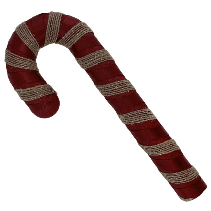 Новорічний льодяник декорований червоний з червоною ленточкою