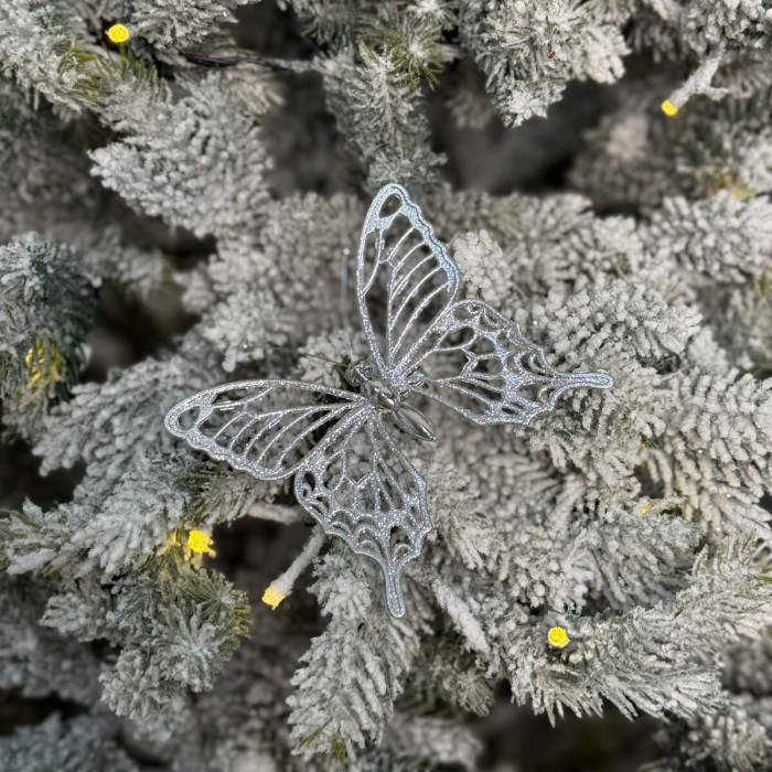 Прикраса новорічна Метелик міні - срібний