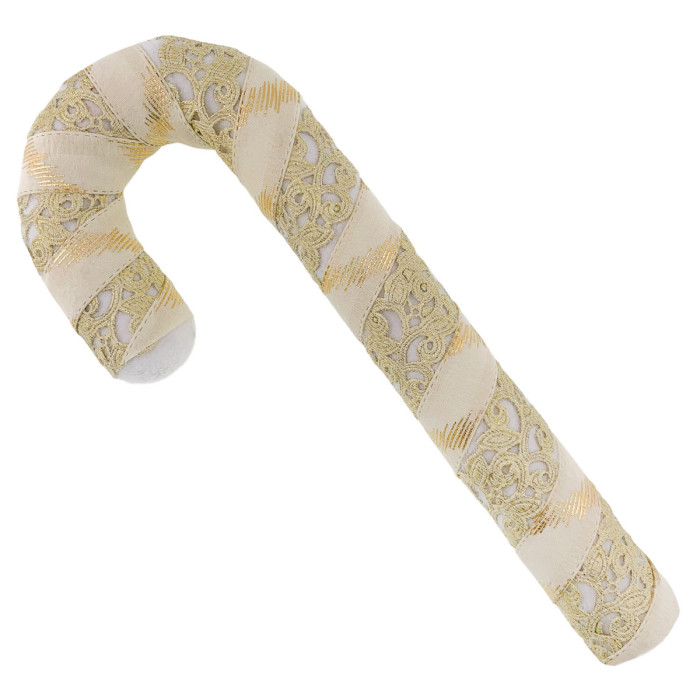 Новорічний льодяник декорований білий з золотою ленточкою