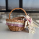 Пасхальная корзина ручной работы из натуральной лозы с бежево-фиолетовым декором, большая
