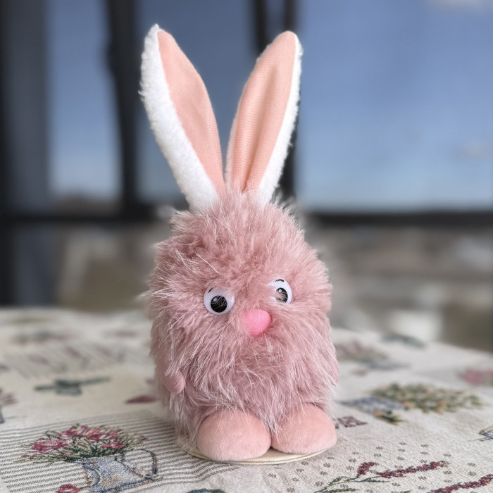 Великодній декоративний зайчик рожевий малий