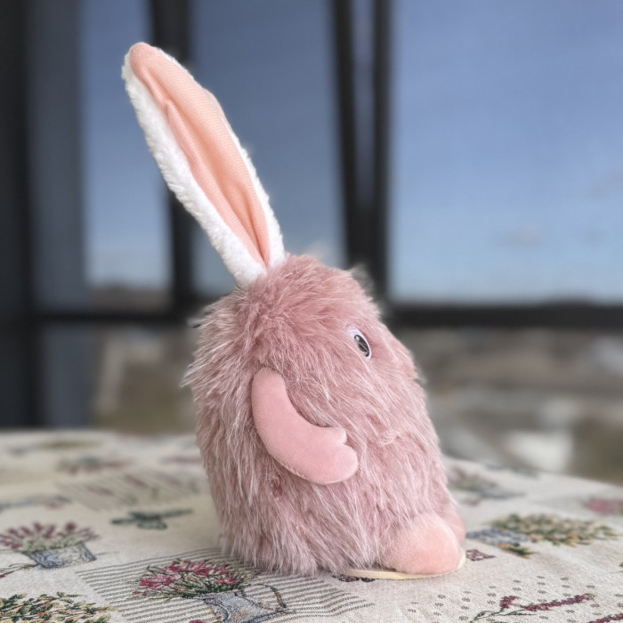 Великодній декоративний зайчик рожевий великий