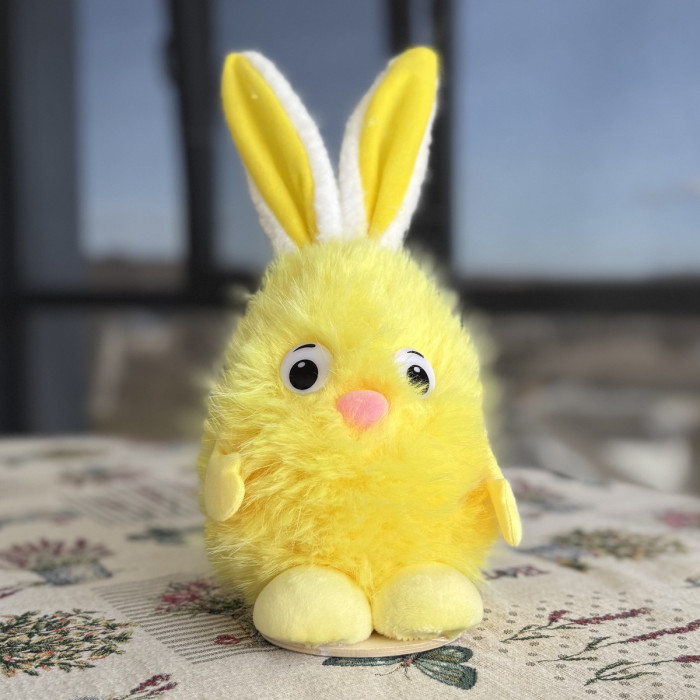 Великодній декоративний зайчик жовтий великий