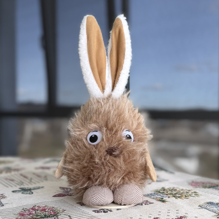 Великодній декоративний зайчик коричневий великий