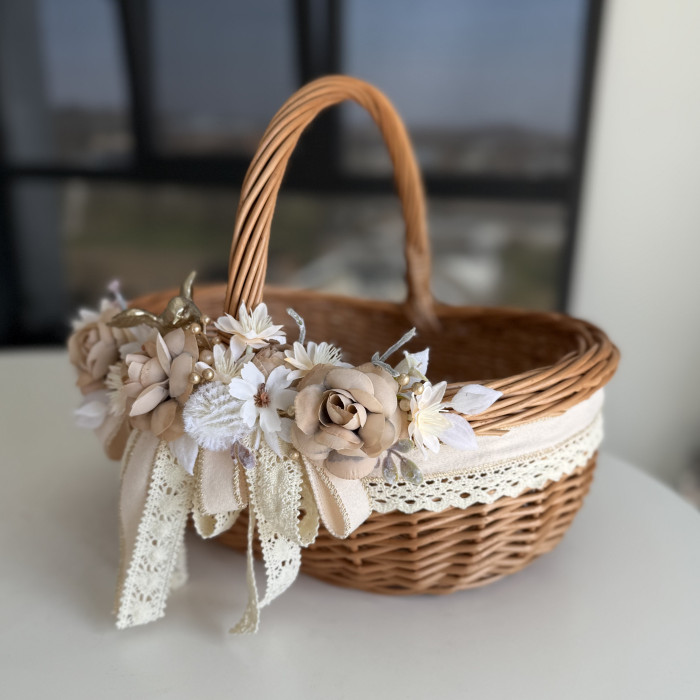 Великодній кошик ручної роботи з натуральної лози з декором, великий