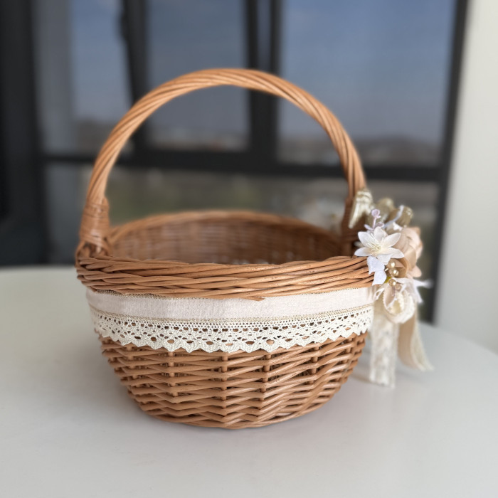 Великодній кошик ручної роботи з натуральної лози з декором, великий