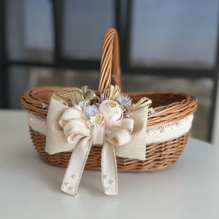 Великодній кошик ручної роботи з натуральної лози з декором, великий