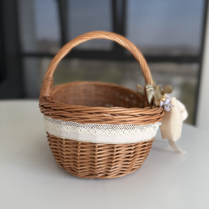 Великодній кошик ручної роботи з натуральної лози з декором, великий