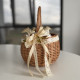 Easter handmade basket made of natural wicker with beige decor, medium