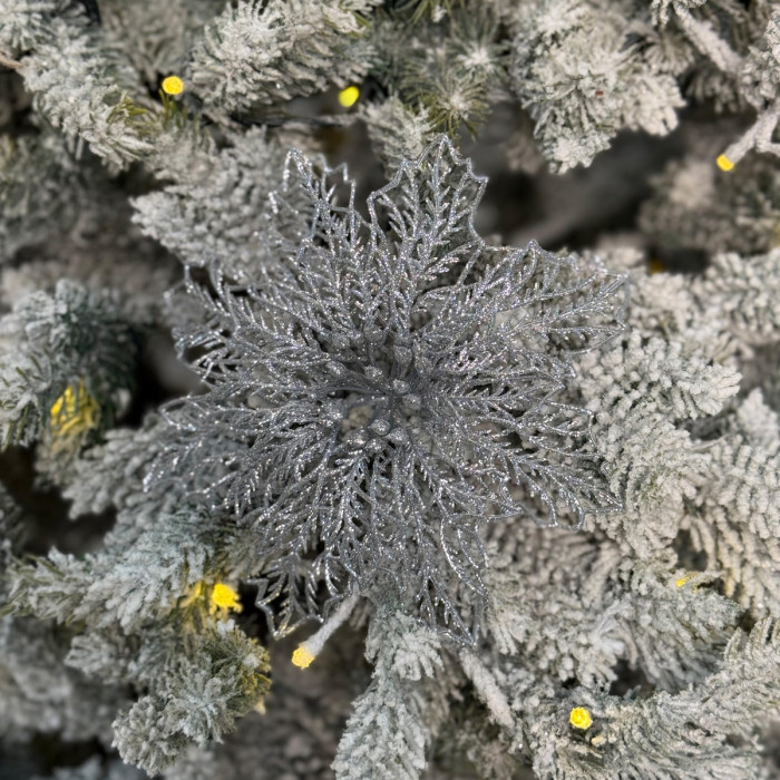 Прикраса новорічна Квітка Різдвяник павутинка-2 - срібна