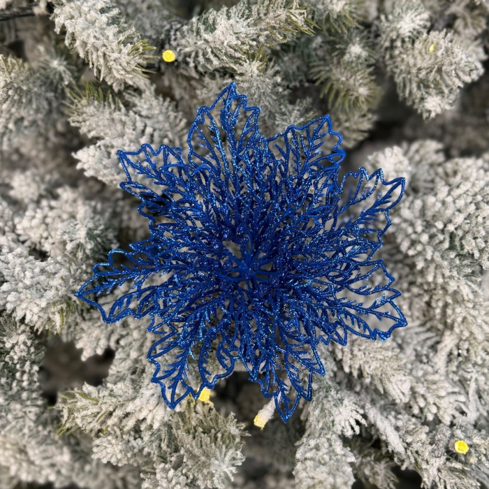 Прикраса новорічна Квітка Різдвяник павутинка-2 - синя