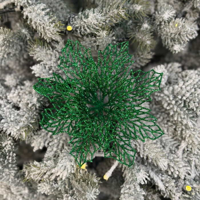 Прикраса новорічна Квітка Різдвяник павутинка-2 - зелена