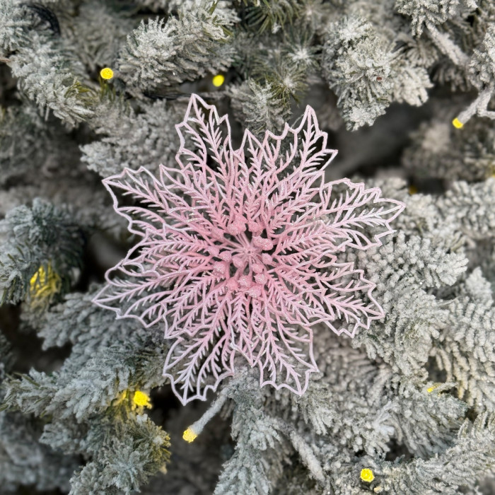 Прикраса новорічна Квітка Різдвяник павутинка-2 - рожева