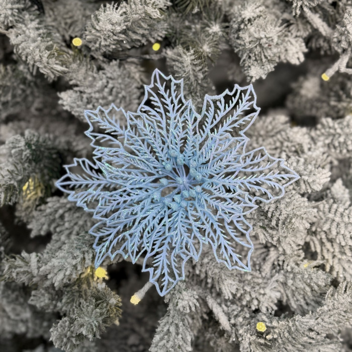 Прикраса новорічна Квітка Різдвяник павутинка-2 - блакитна