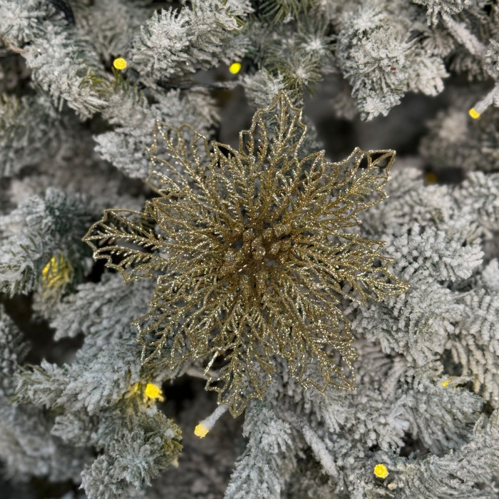 Прикраса новорічна Квітка Різдвяник павутинка-2 - золота