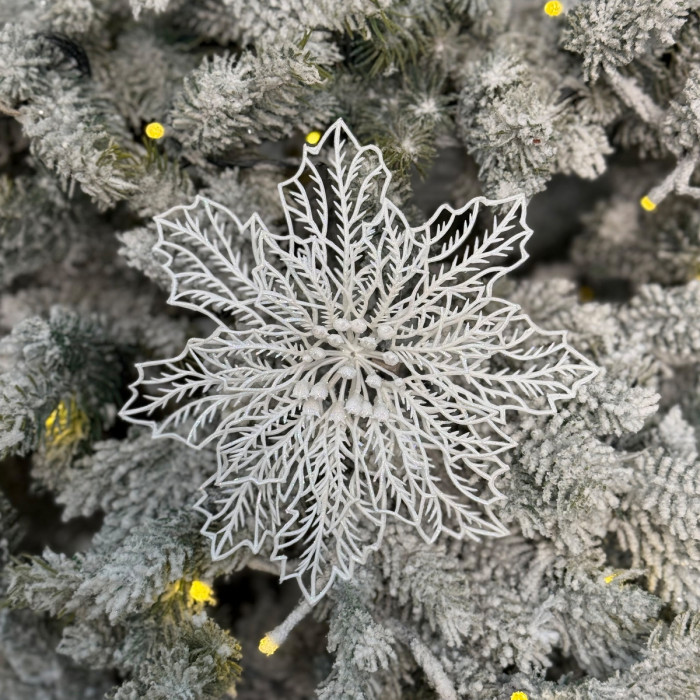 Прикраса новорічна Квітка Різдвяник павутинка-2 - біла